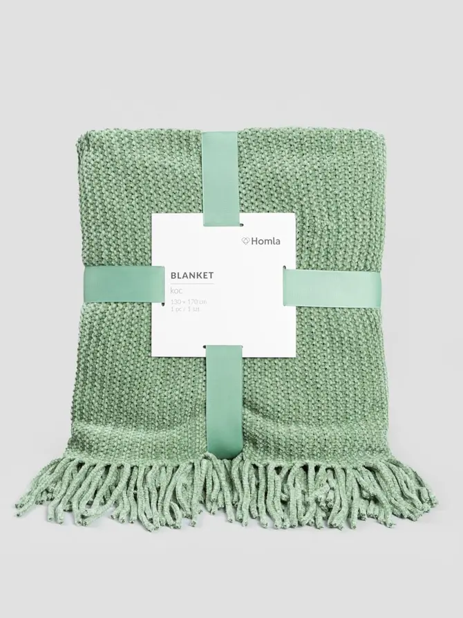 Koc CHENILLE szenilowy pistacjowy 130x170 cm