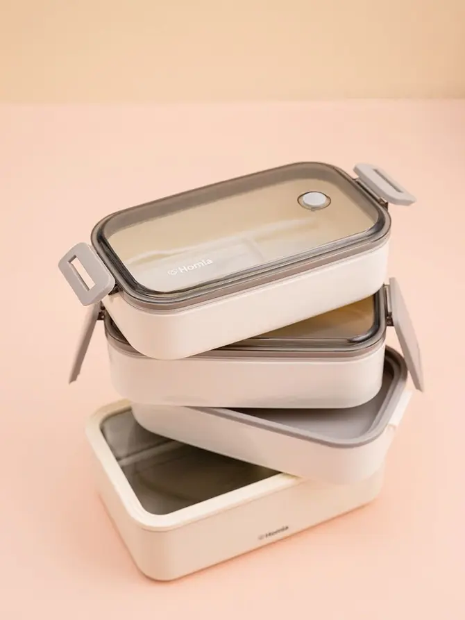 Lunchbox LUNARE śmietankowy piętrowy 1,4 l