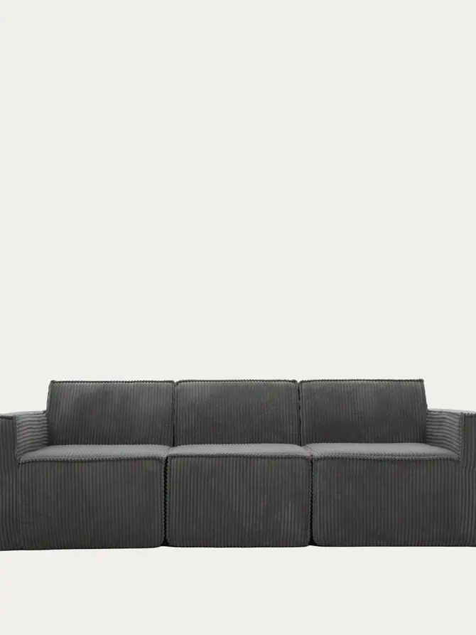 Sofa modułowa LYKKE 3-osobowa ciemnoszara piankowa sztruksowa 263x88x73 cm