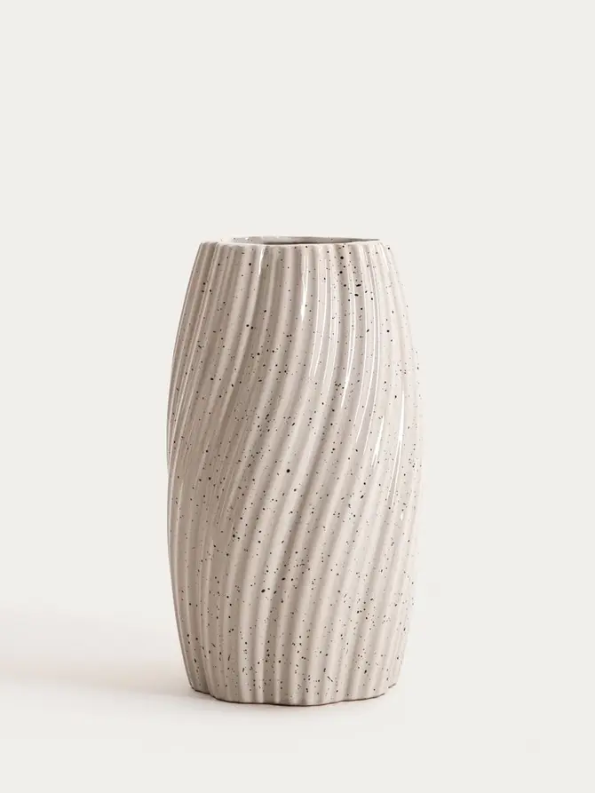 Wazon NARIO ceramiczny zakręcony w drobne kropeczki 14x14x24,5cm