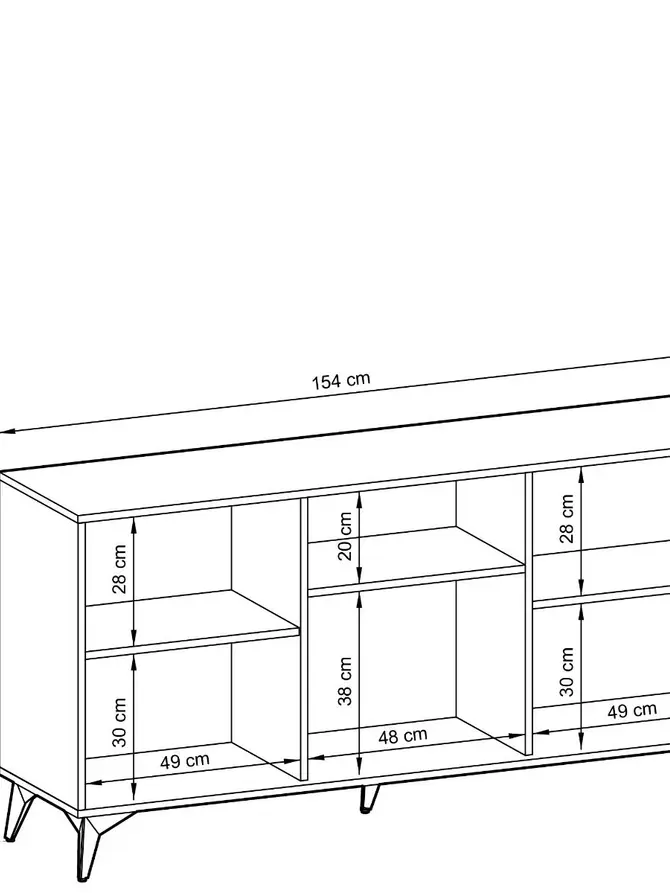 Komoda DIAMOND czarny korpus z dekorem dąb evoke na frontach 153,4x76,7x39 cm