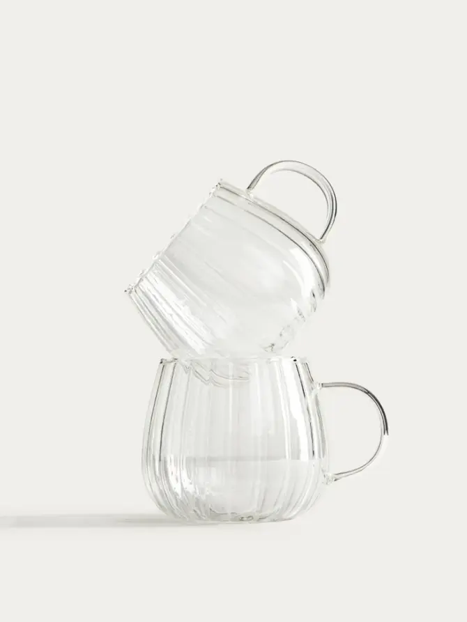 Zestaw szklanek EDES ryflowanych z uchem 2 szt. 0,35 l
