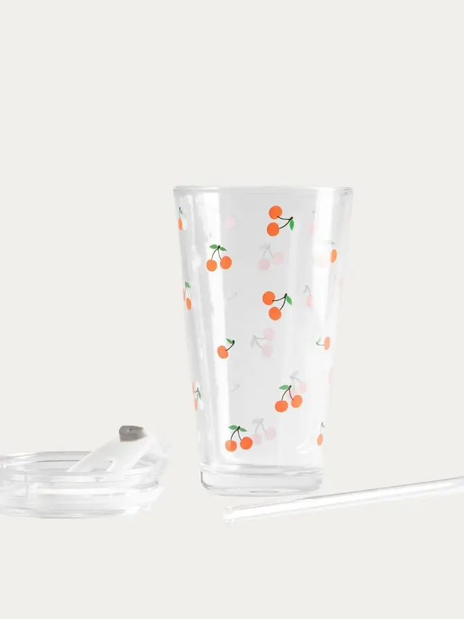 Szklanka EMBO SUMMER ze słomką w wiśnie 0,4 l