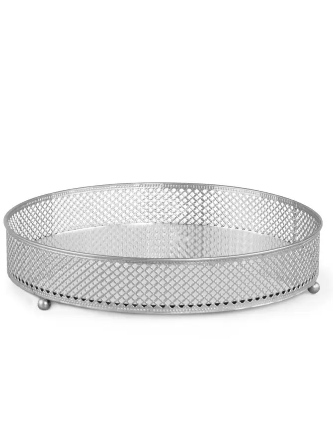 Taca MATIR z lustrem srebrna 26x26 cm
