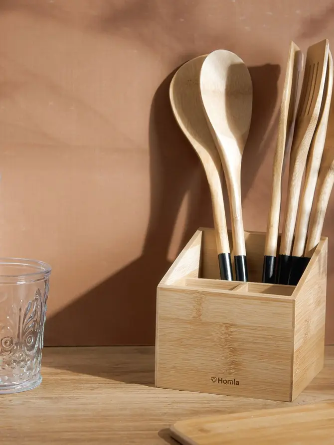 Organizer BAMBOU z przegródkami kwadratowy 13 cm