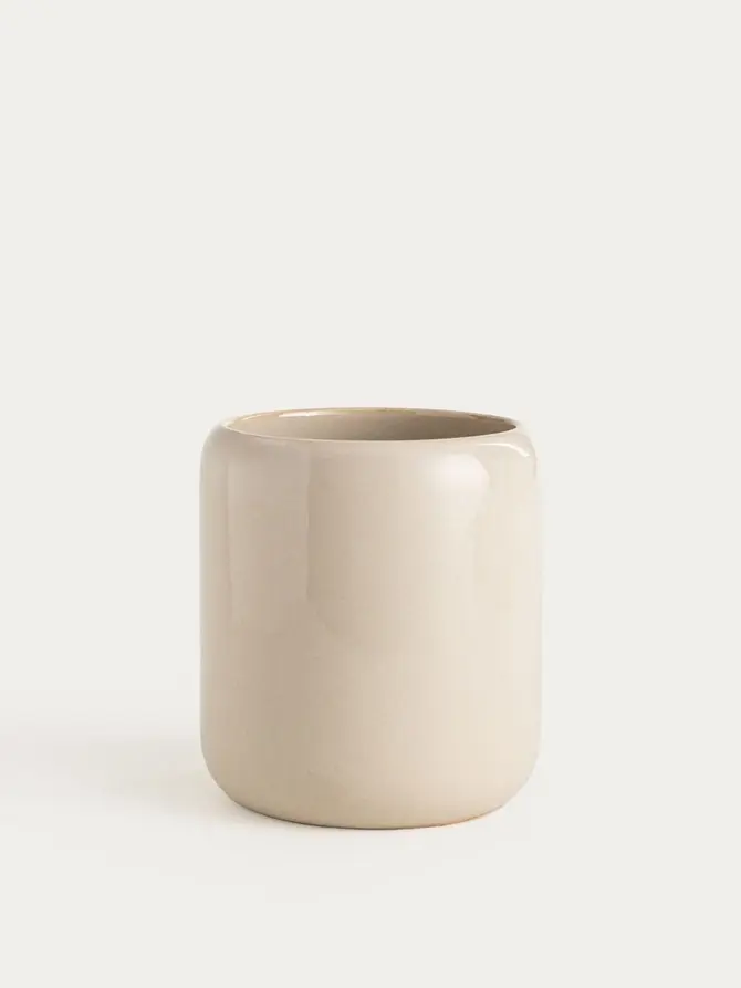 Kubek łazienkowy MELKARO ceramiczny beżowy 9x10 cm