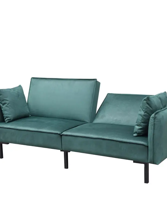 Sofa CANTO 3-osobowa, z funkcją spania, welurowa zielona 199x90x85 cm