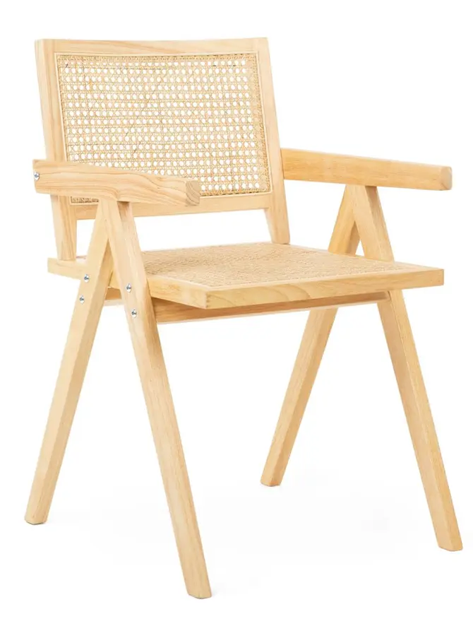 Krzesło ROTIN drewniane z naturalnym rattanem 50x55x78 cm