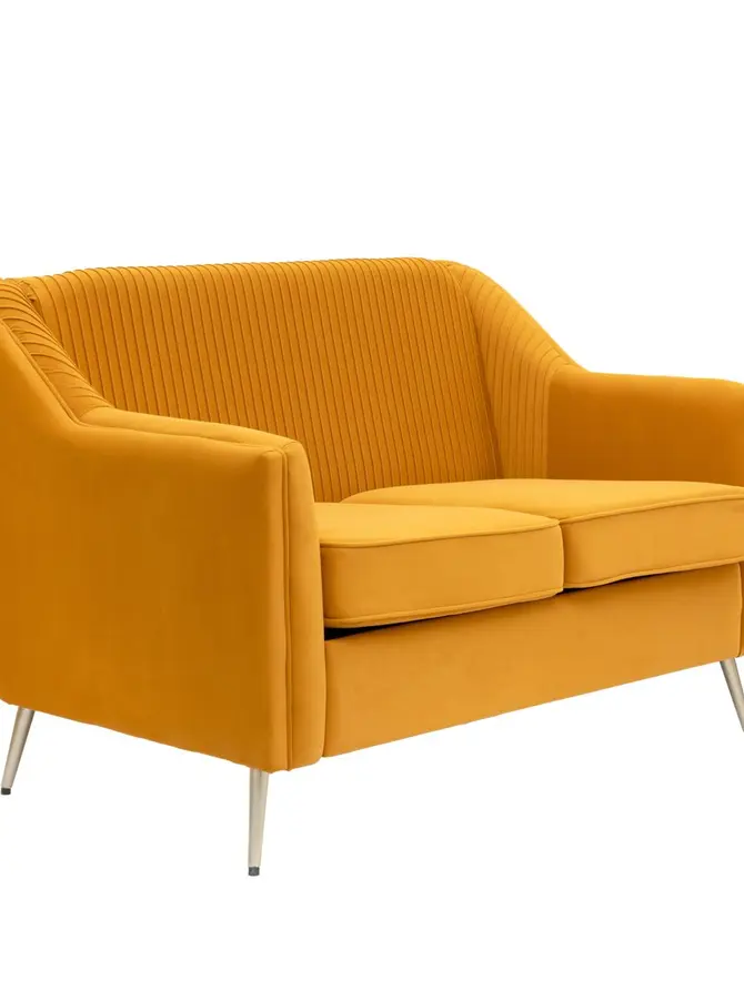 Sofa AVANT sofa 2-osobowa, welurowa musztardowa 127x82x81.5 cm