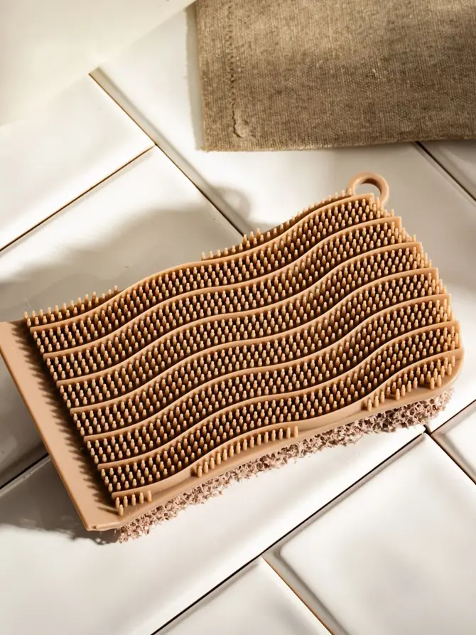 Gąbka EASY CLEAN silikonowa dwustronna taupe 13x7 cm