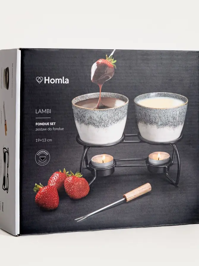 Zestaw do fondue LAMBI z podgrzewaczem podwójny, 2x250 ml 19x13 cm