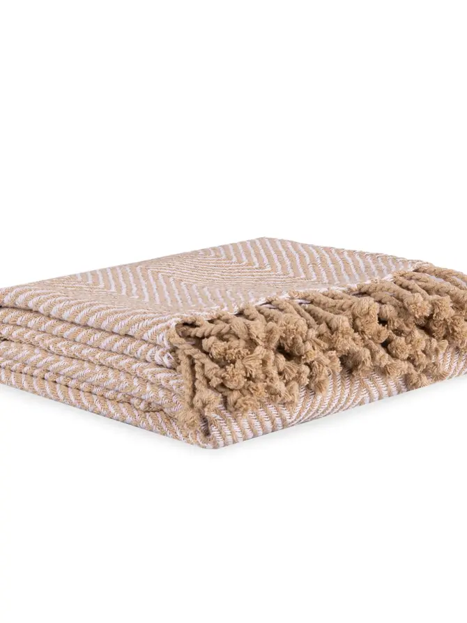 Pled zygzak ecru SPARRE 130x170 cm SS19 925201