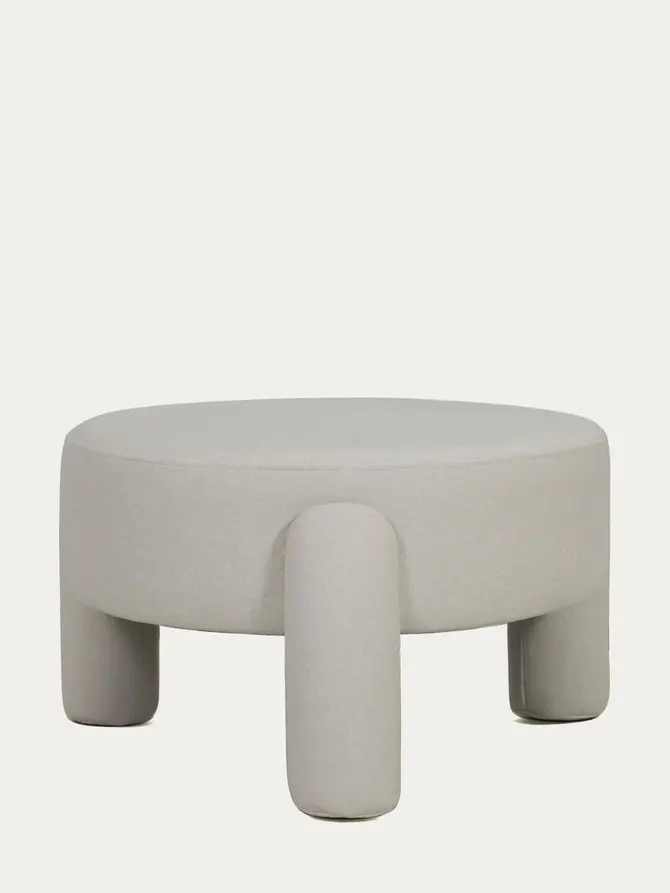 Pufa OLLERA w tkaninie ecru 65x65x36 cm