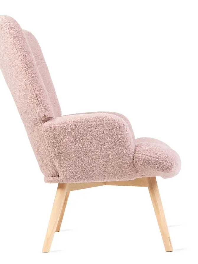 Fotel MOSS TEDDY BOUCLE w tkaninie TEDDY różowy 70x55x95 cm