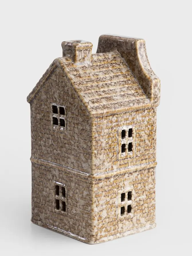 Domek LED CRISPO ceramiczny brązowy 11x10x21 cm
