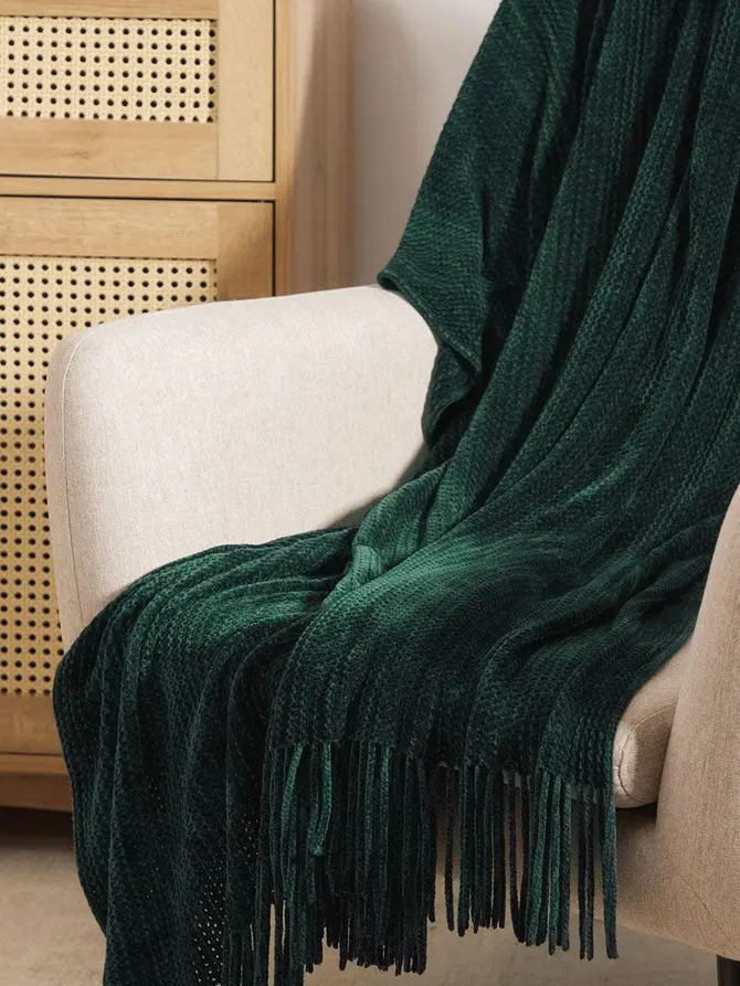 Koc CHENILLE szenilowy zielony 130x170 cm