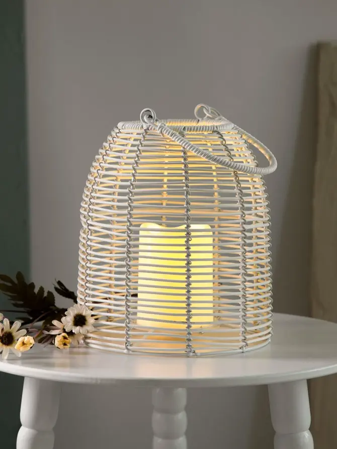 Lampion ogrodowy MODERN HAMPTONS ze świecą LED 19x21,5 cm