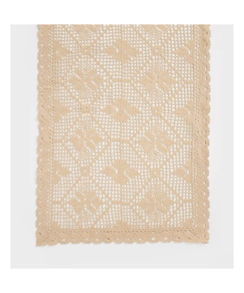 Bieżnik CROCHET szydełkowy beżowy 40x160 cm
