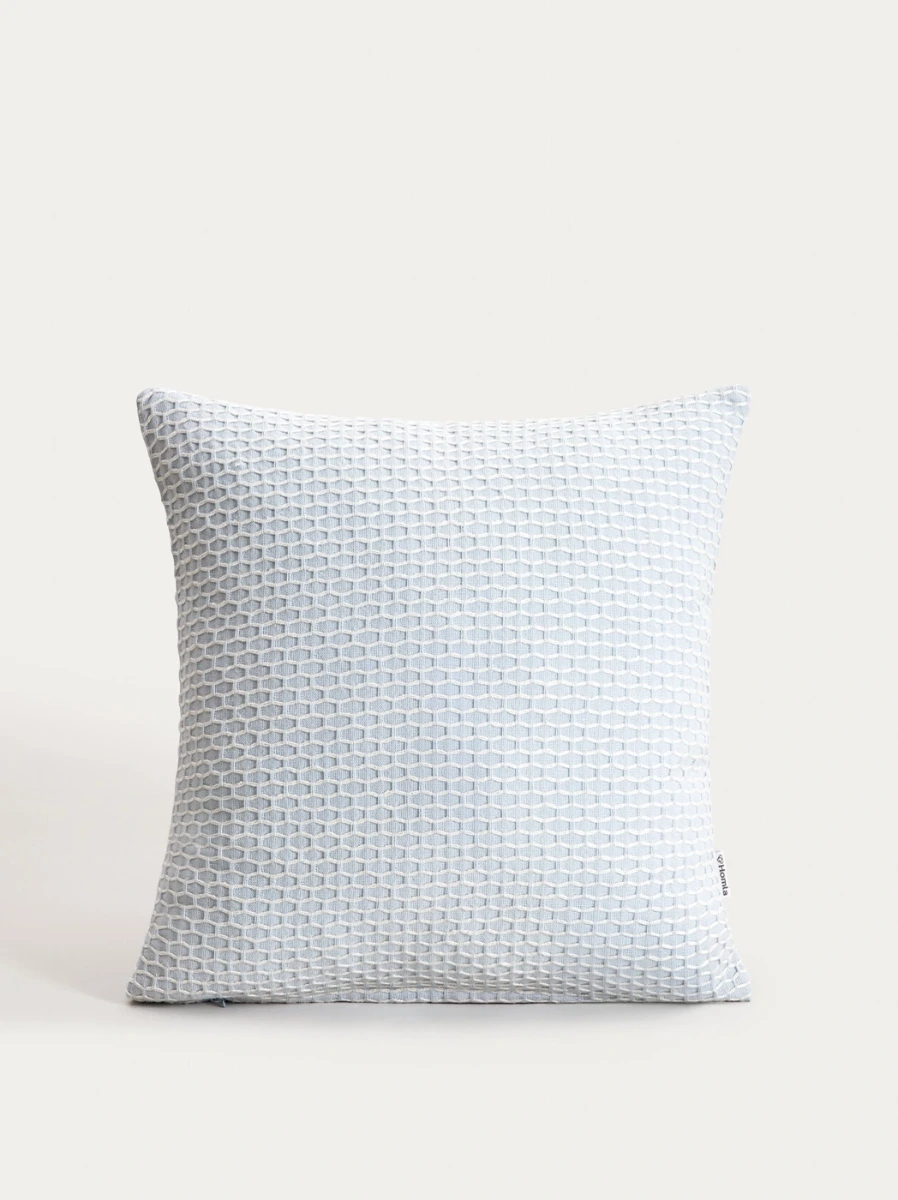 Homla Poszewka riley bawelniana blekitna z dekoracyjnym przeszyciem geometrycznym 45x45cm