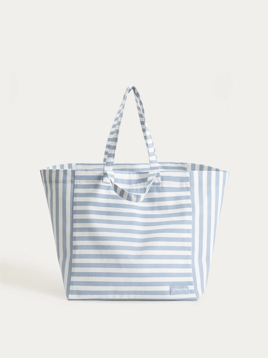 Homla Torba plazowa tavi bawelniana w niebieskie paski 40x42x30cm